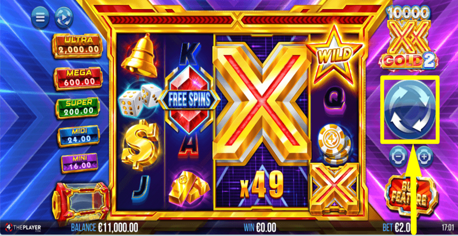 10000 X Gold 2 Spin Button