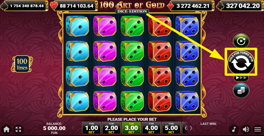 100 Art Of Gold Dice Edition Spin