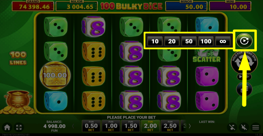 100 Bulky Dice Golden Coins Link Autoplay Feature