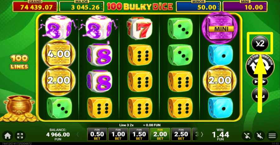 100 Bulky Dice Golden Coins Link Gamble Feature