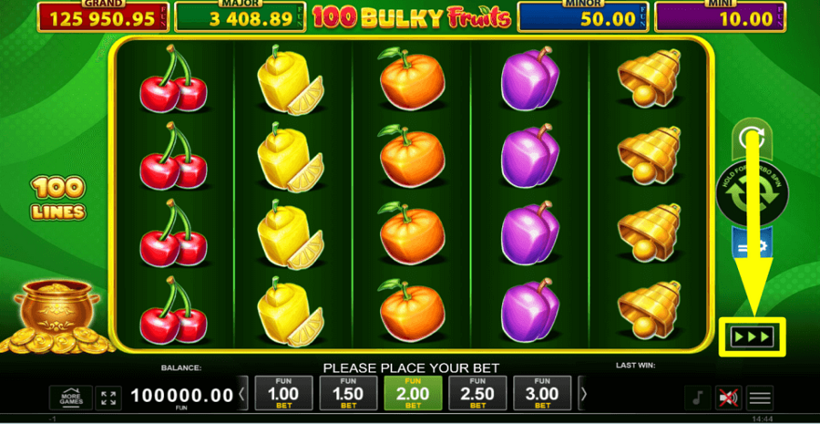 100 Bulky Fruits Golden Coins Link Turbo Feature