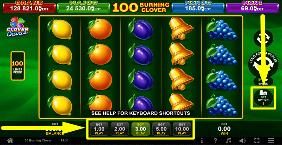 100 Burning Clover Bet Value