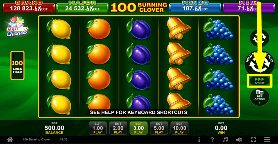 100 Burning Clover Speed Feature