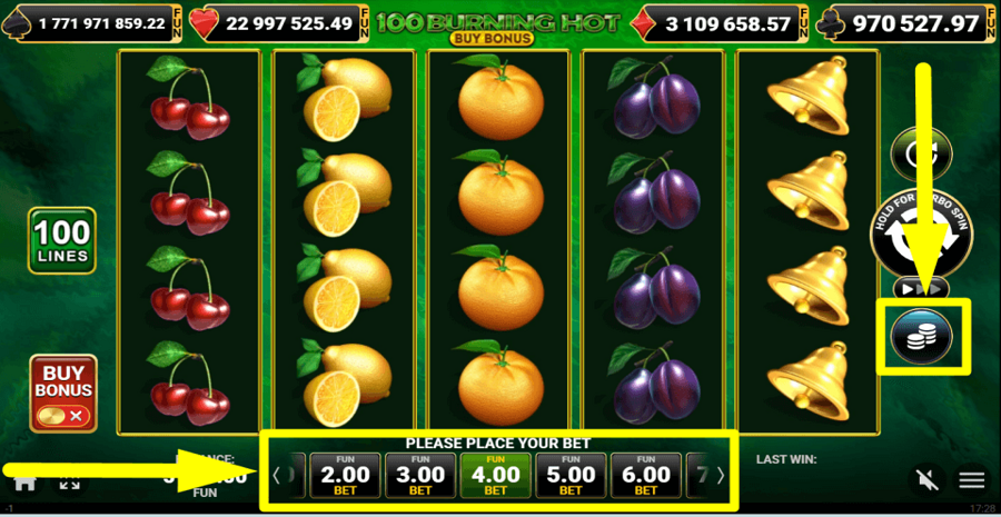 100 Burning Hot Buy Bonus Bet Value