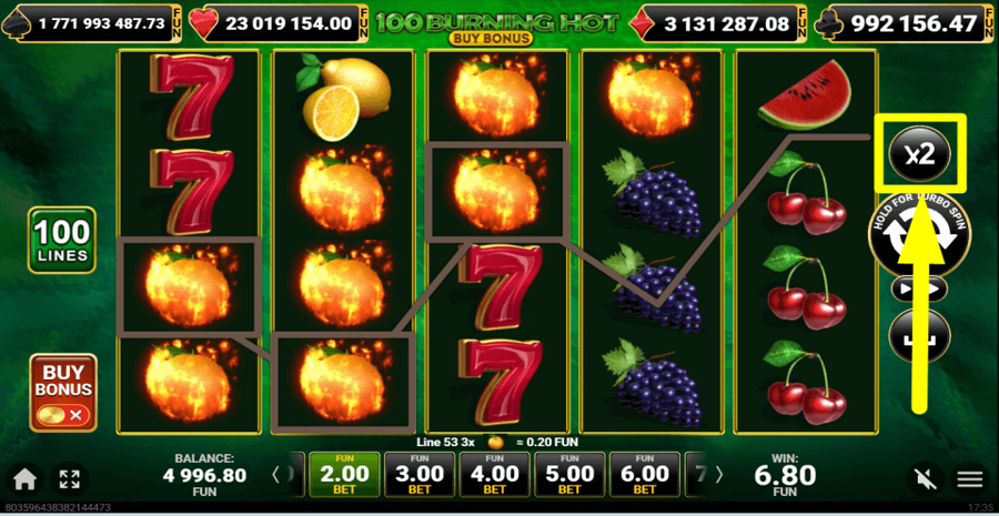 100 Burning Hot Buy Bonus Gamble Feature