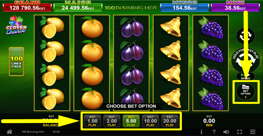 100 Burning Hot Clover Chance Bet Value
