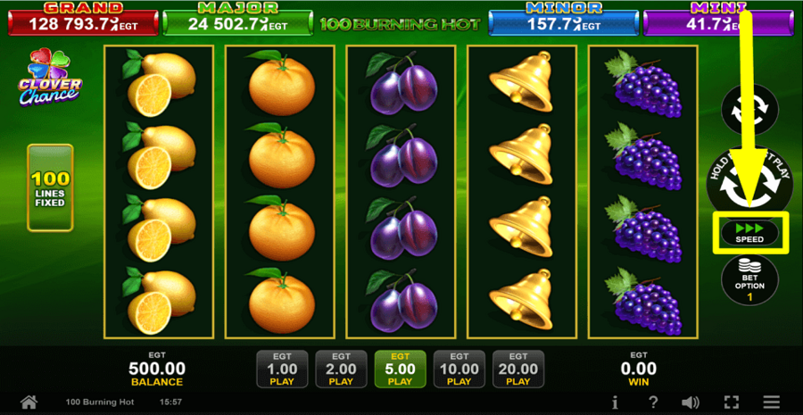 100 Burning Hot Clover Chance Speed Feature