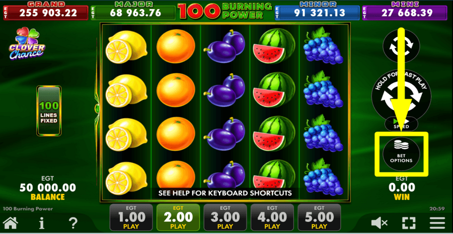 100 Burning Power Clover Chance Bet Value