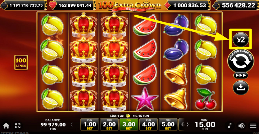 100 Extra Crown 6 Reels Gamble