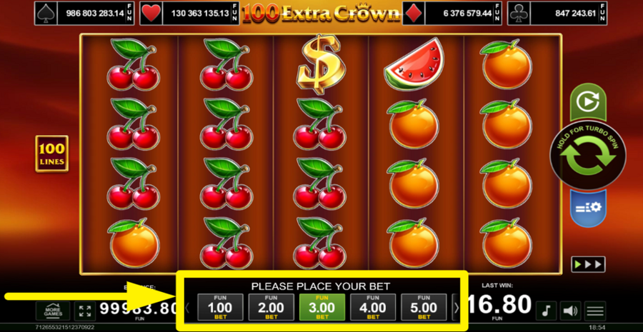 100 Extra Crown Adjust Bet