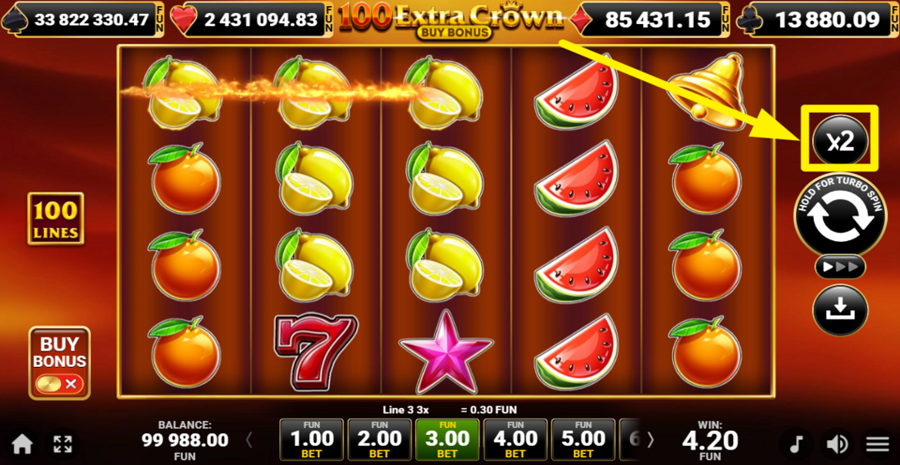 100 Extra Crown Buy Bonus Gamble