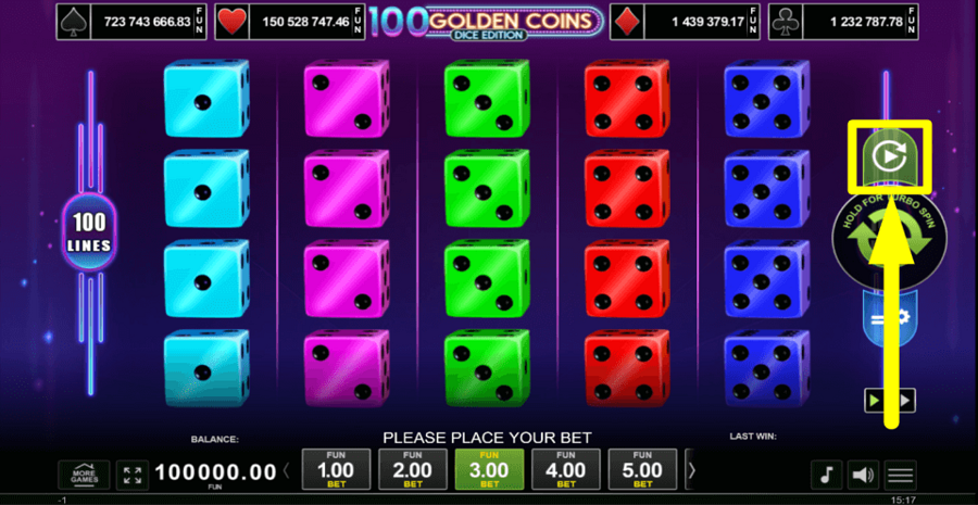 100 Golden Coins Dice Edition Autoplay Feature