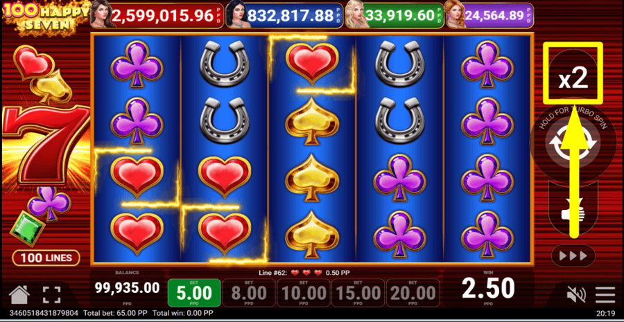 100 Happy Seven Gamble Feature