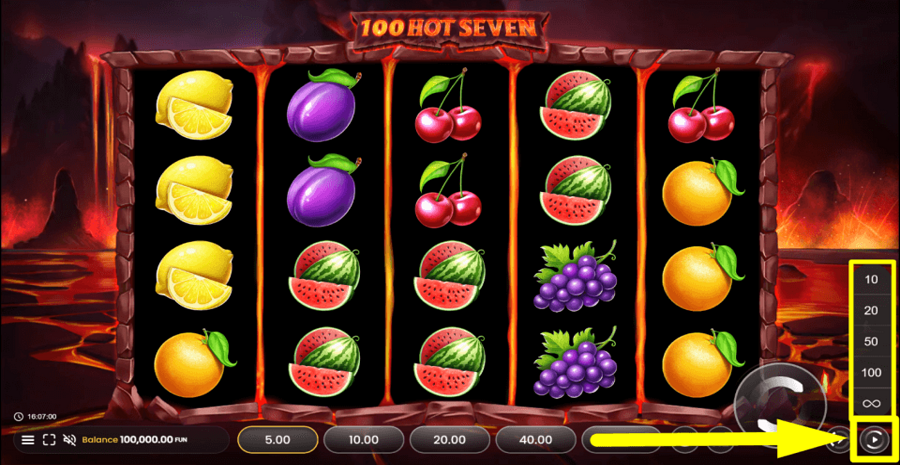 100 Hot Seven Autoplay Feature