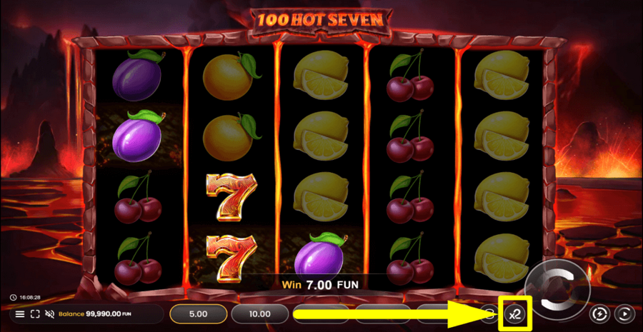 100 Hot Seven Gamble Feature