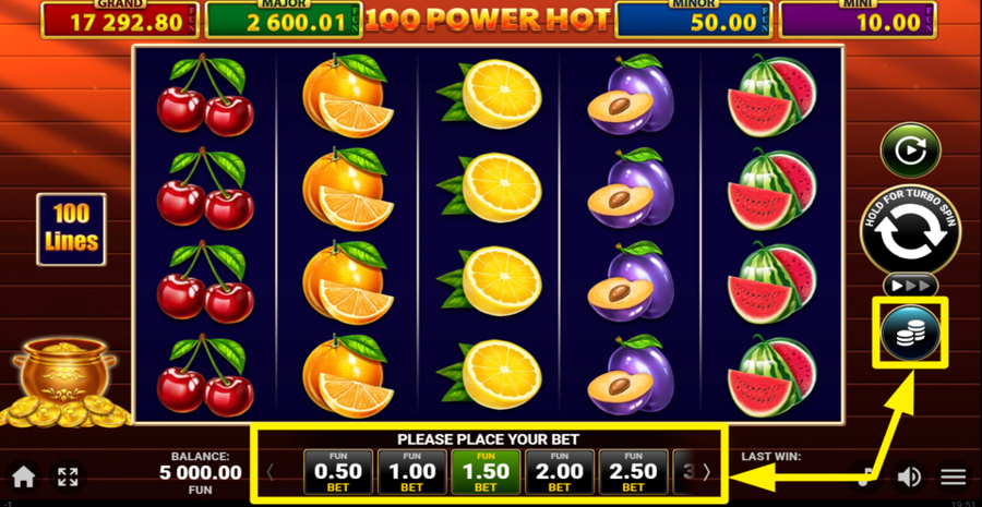100 Power Hot Golden Coins Link Adjust Bet