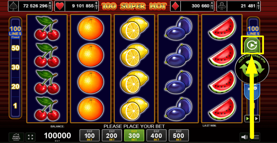 100 Super Hot Autoplay Feature