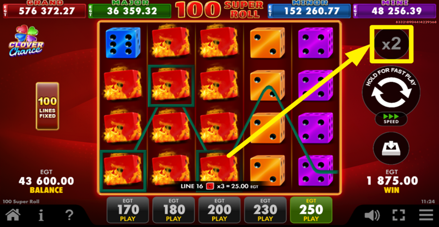 100 Super Roll Clover Chance Gamble