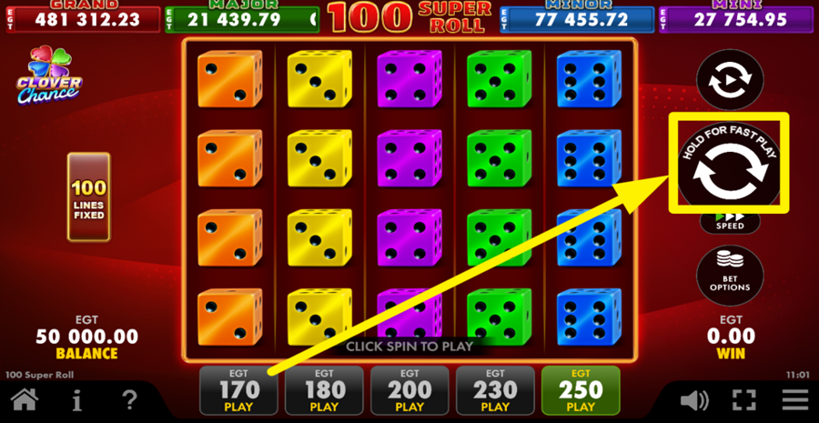 100 Super Roll Clover Chance Spin