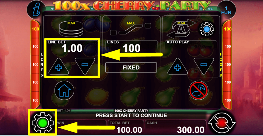 100x Cherry Party Bet Value