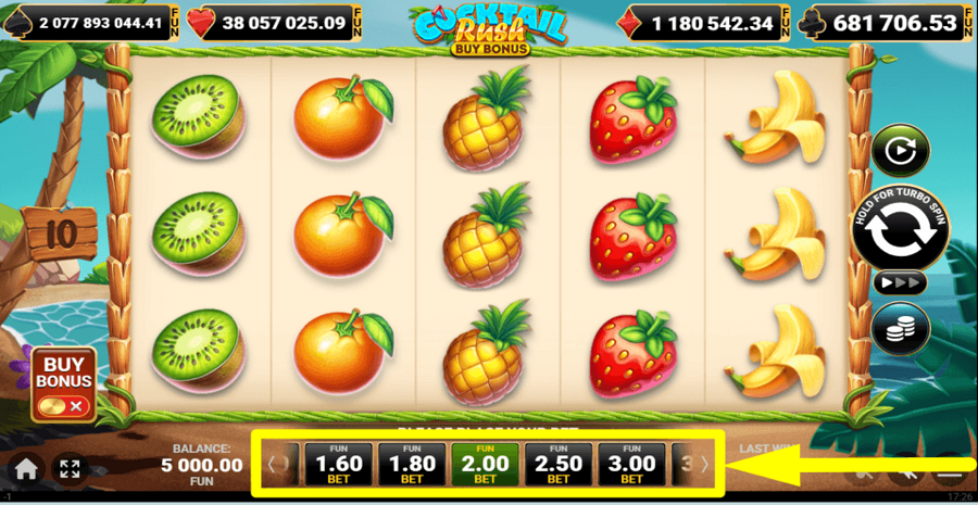 10 Cocktail Rush Buy Bonus Bet Value