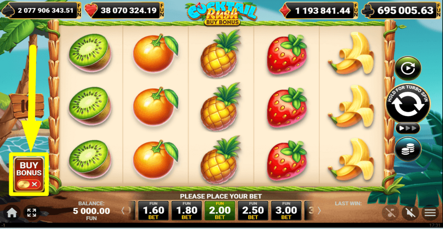 10 Cocktail Rush Buy Bonus Buy Feature