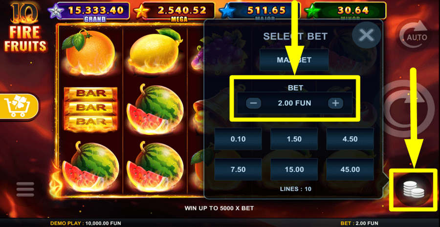 10 Fire Fruits Bet Value
