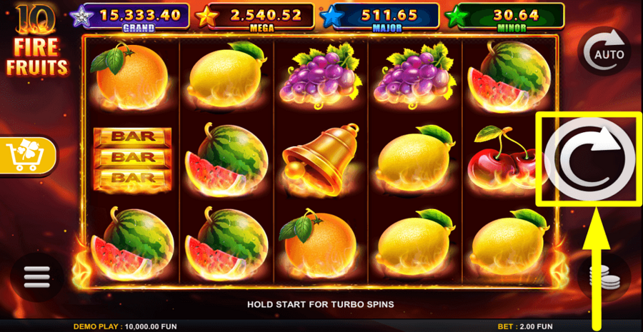 10 Fire Fruits Spin Button