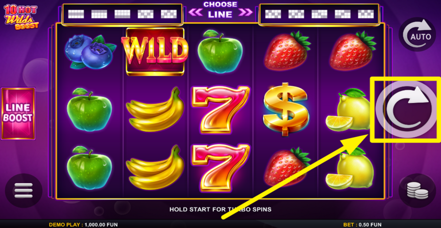 10 Hot Wilds Boost Spin Button