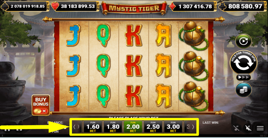 10 Mystic Tiger Bet Value