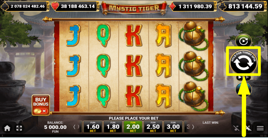 10 Mystic Tiger Spin Button