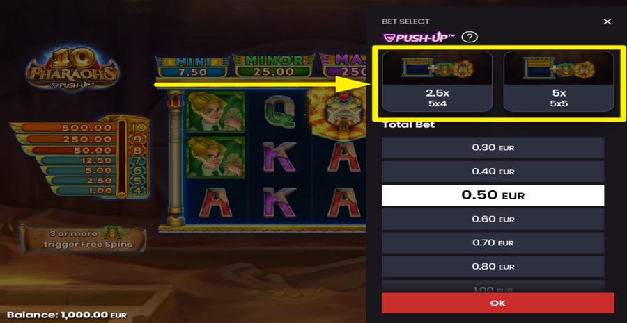 10 Pharaohs Push Bet