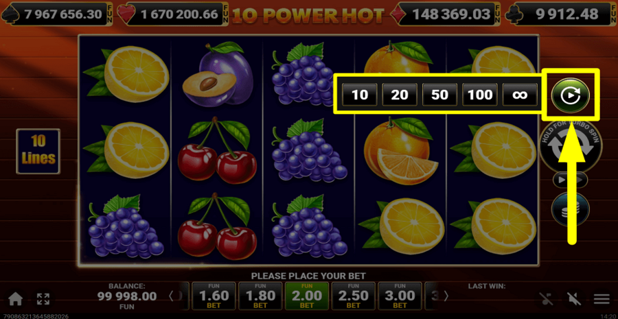 10 Power Hot Autoplay Feature