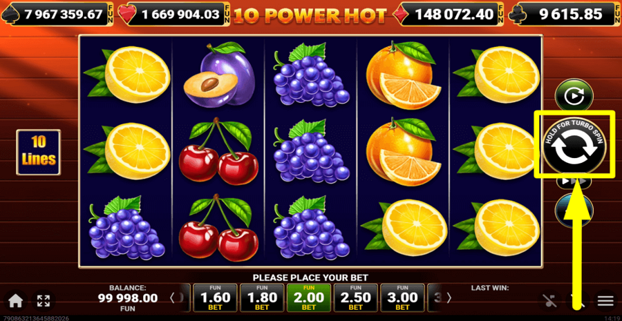 10 Power Hot Spin Button