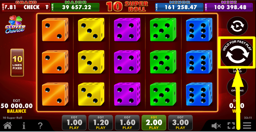 10 Super Roll Clover Chance Spin Button
