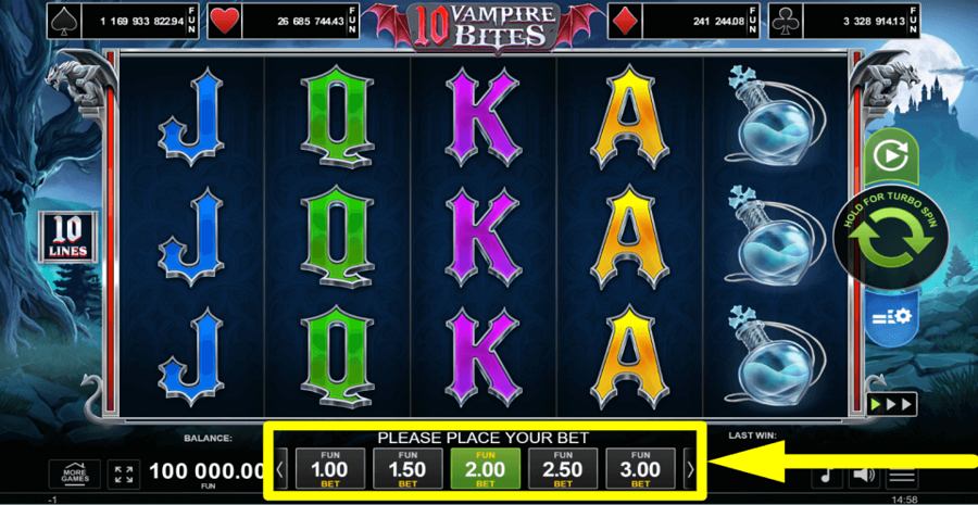 10 Vampire Bites Bet Value