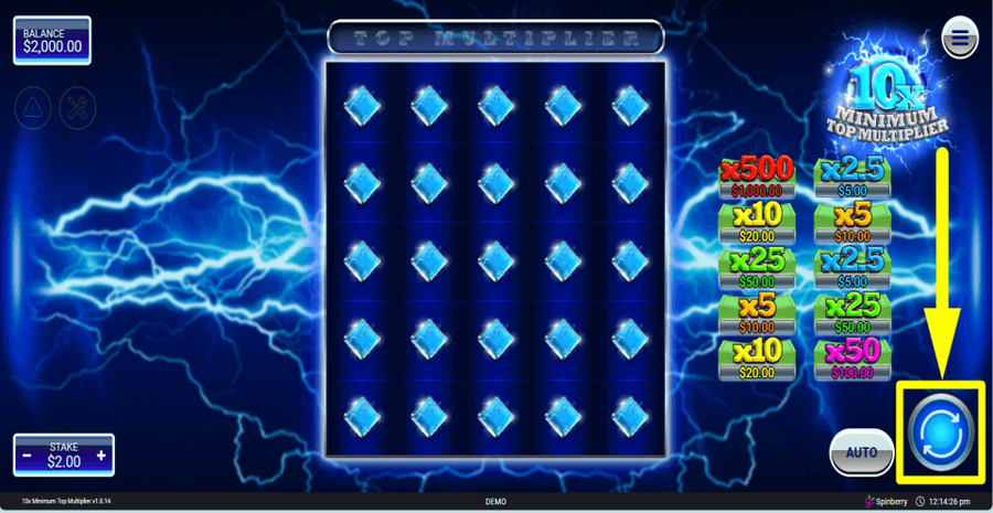 10x Minimum Top Multiplier Spin Button