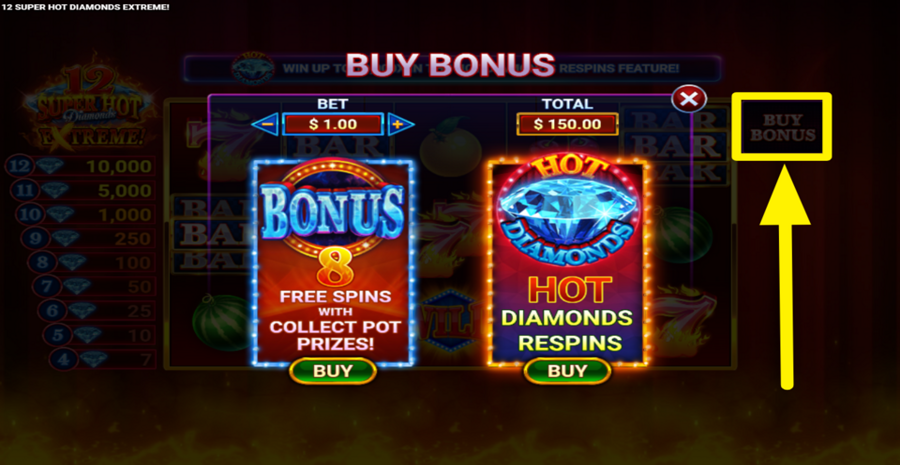 12 Super Hot Diamonds Extreme Buy Bonus