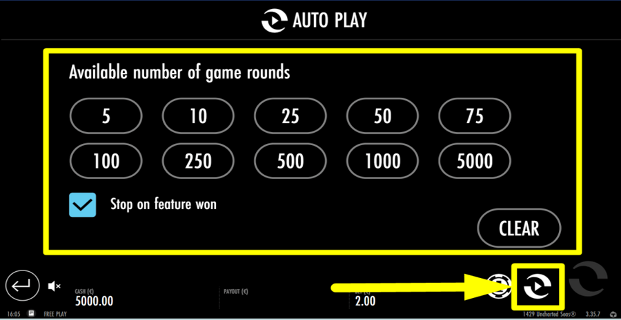 1429 Uncharted Seas Autoplay Feature