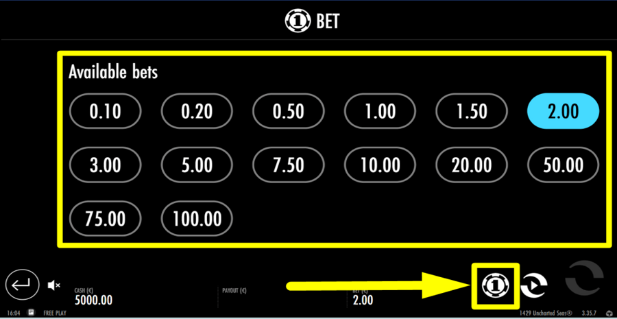 1429 Uncharted Seas Bet Value