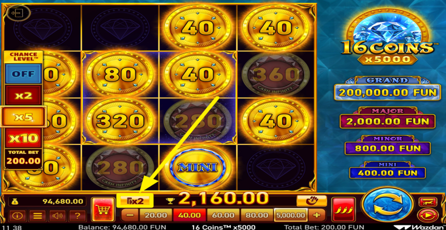 16 Coins x5000 Gamble