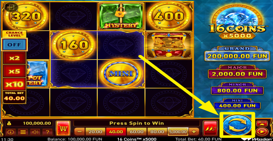 16 Coins x5000 Spin