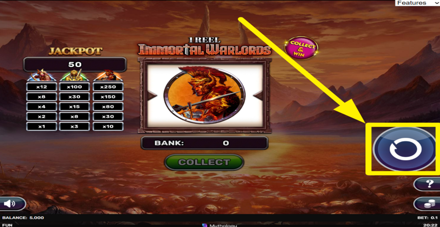 1 Reel Immortal Warlords Spin