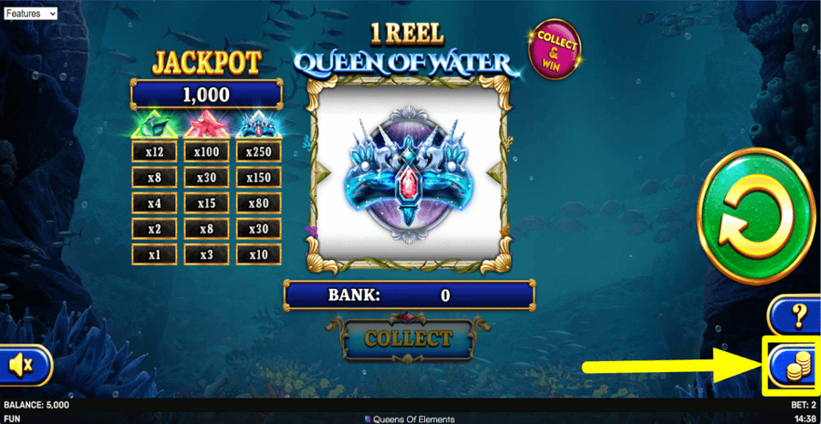 1 Reel Queen Of Water Bet Value