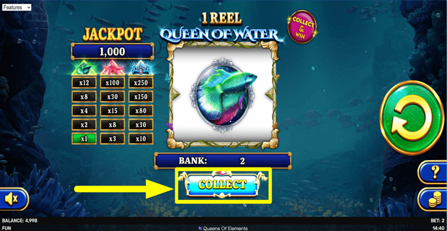 1 Reel Queen Of Water Collect Button