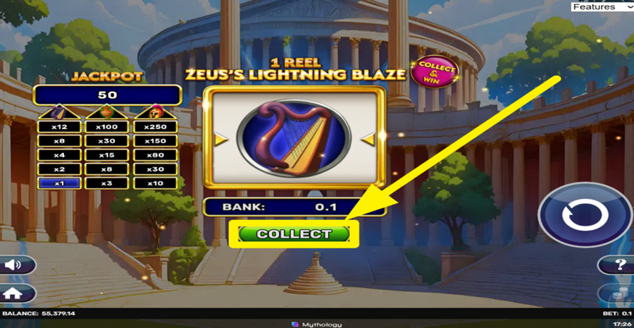 1 Reel Zeuss Lightning Blaze Collect
