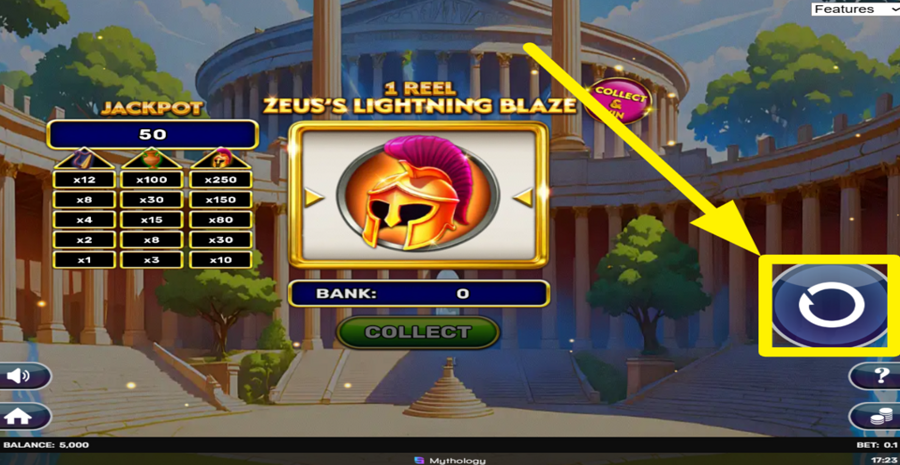 1 Reel Zeuss Lightning Blaze Spin