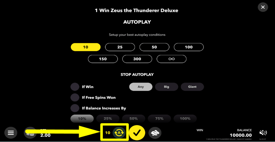 1win Zeus The Thunderer Deluxe Autoplay Feature