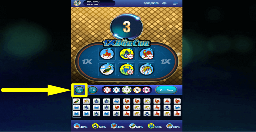 1xbau Cua Clear Button