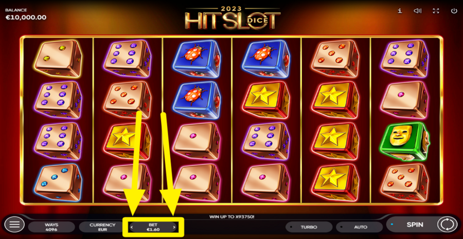 2023 Hit Slot Dice Adjust Bet